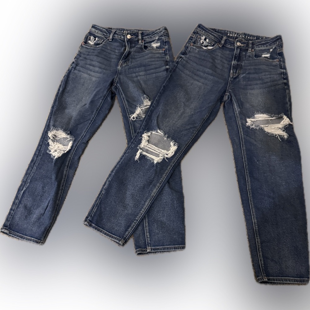 American Eagle AE Mom Straight Jean 
Distressed 2 pairs